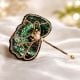 Handmade Jewelry Unisex Green Leaf Brooch Pin